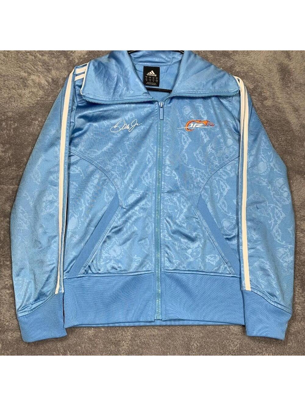 Adidas Dale Earnhardt Jr Track Jacket Womens Small Blue NASCAR Racing Full Zip